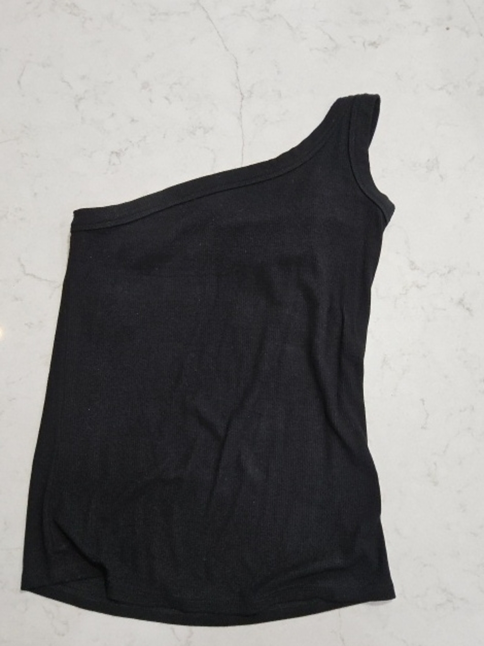 The Line by K One-Shoulder Black Ribbed Top